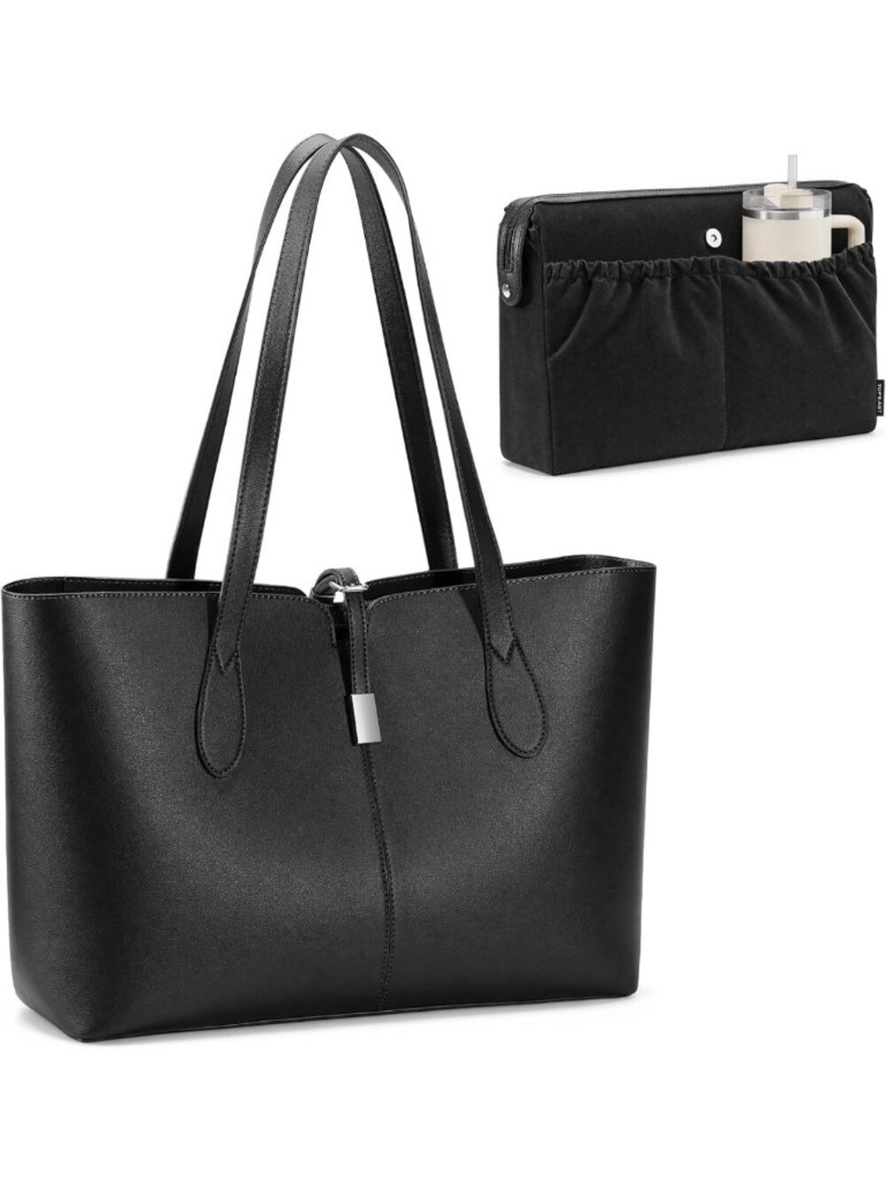 Stylish Tote Bag for Women - 15.6” Work Handbag with Removable Laptop Sleeve